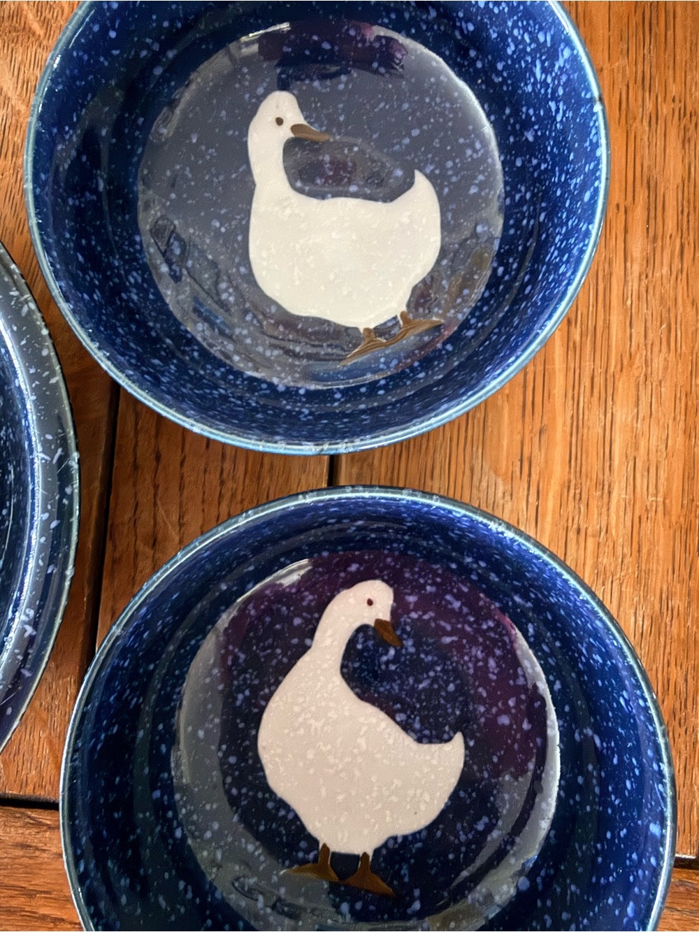 Vintage Otagiri Japan Stoneware Bowls - Blue Speckled Goose - Set of 3 - Picture 3 of 9